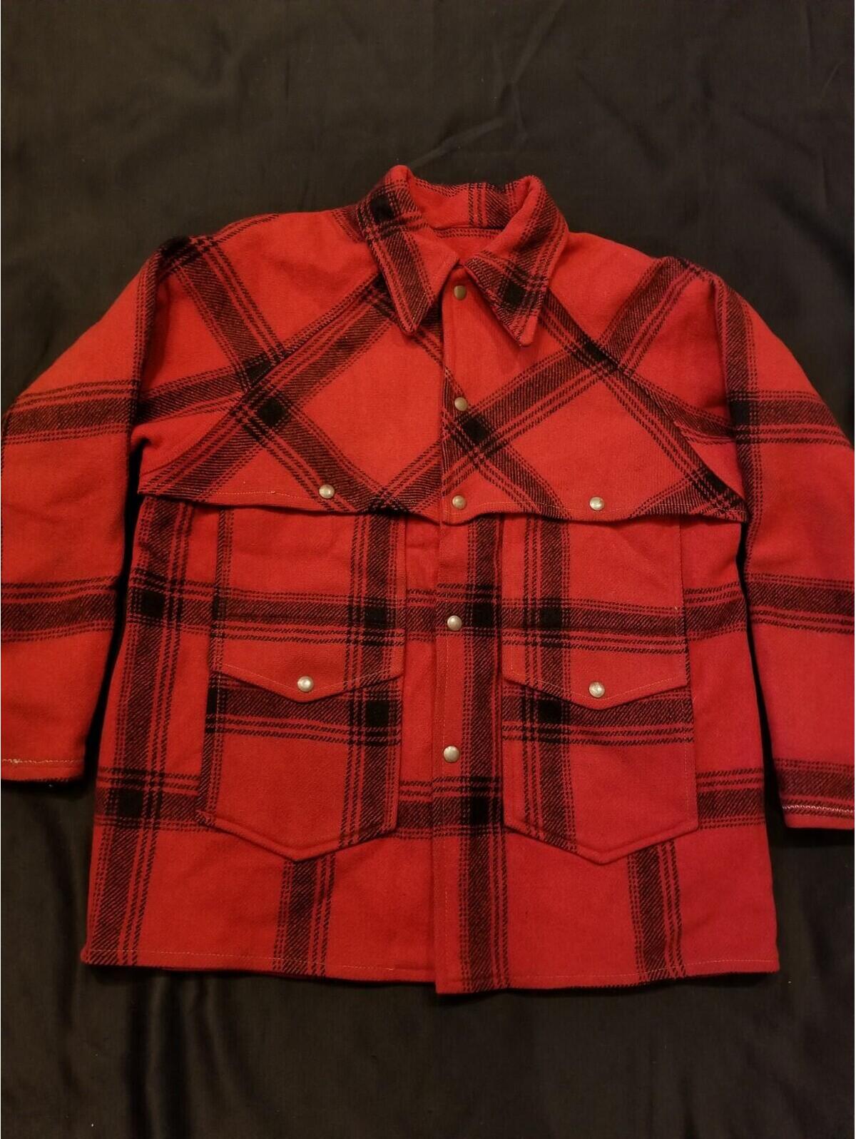 Vtg 50s Mackinaw Cruiser Hercules Sears Wool Plaid Jacket M/L Shirtjac Filson
